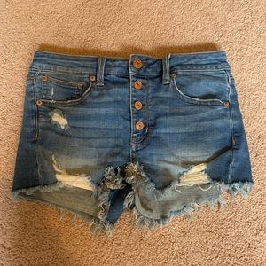 High rise denim shorts
